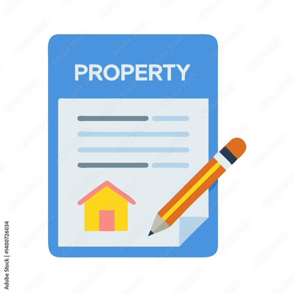 Property Document with Pencil Icon Representing Real Estate Editing and Ownership Registration Property Document with Pencil Icon Representing Real Estate Editing and Ownership Registration