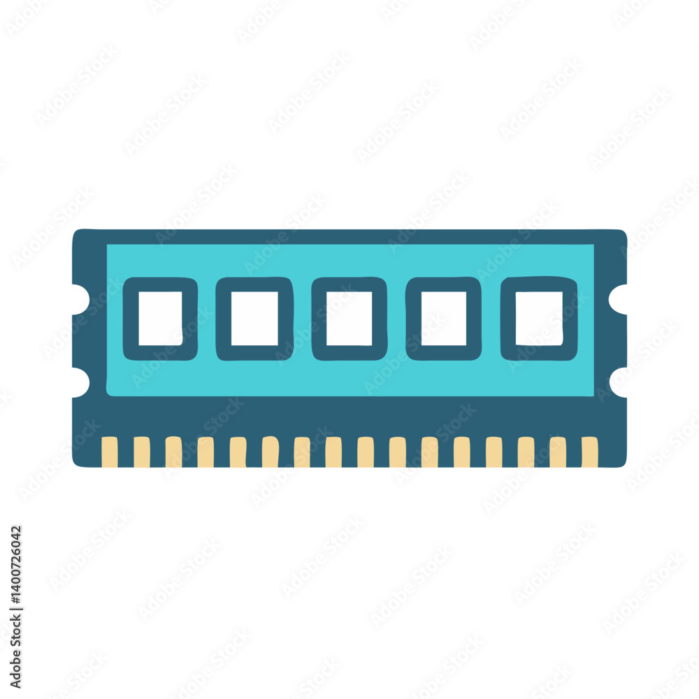 RAM Memory Module Icon Representing Computer Hardware and Digital Data Storage RAM Memory Module Icon Representing Computer Hardware and Digital Data Storage