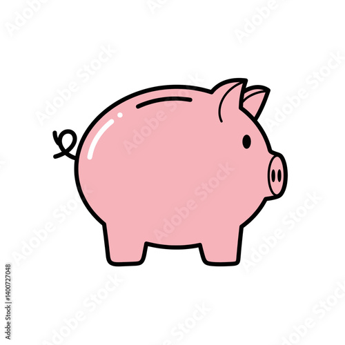 Financial Piggy Bank: A simple, clean illustration of a pink piggy bank, symbolizing savings, investment, and financial security.