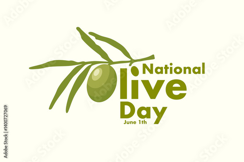 national olive day june 1st banner with hand drawn standing olive branch