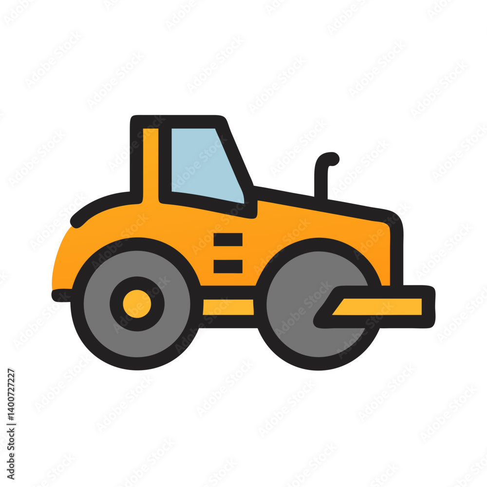 Naklejka premium Road Roller Machine Icon Representing Asphalt Compaction and Construction Equipment