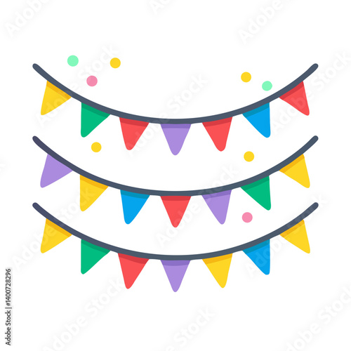 Decorative Party Bunting Banners Icon Design