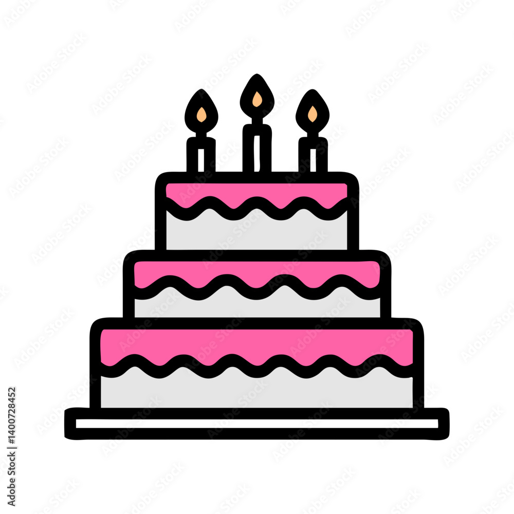 Layered Birthday Cake with Candles Icon Design Layered Birthday Cake with Candles Icon Design