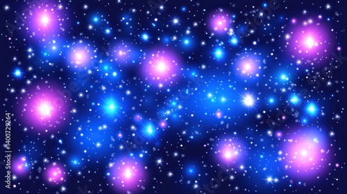 Wallpaper Mural A vibrant display of glowing stars and nebulae in a cosmic night sky. Torontodigital.ca