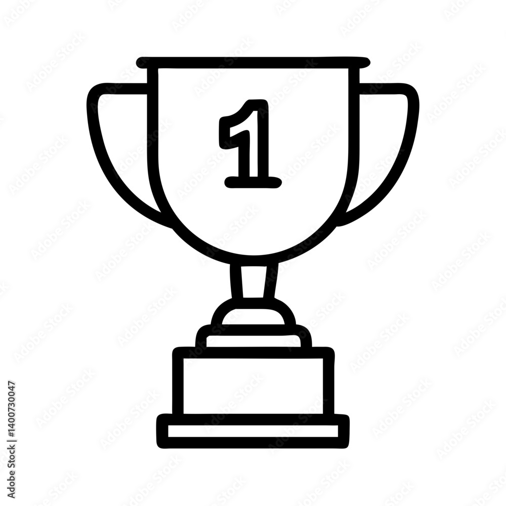 Trophy Cup with Number One Icon Representing First Place Achievement and Award Recognition Trophy Cup with Number One Icon Representing First Place Achievement and Award Recognition