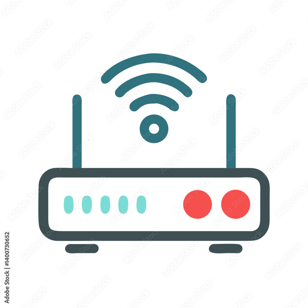 Wi-Fi Router Device Icon Representing Wireless Internet Access and Network Connectivity Wi-Fi Router Device Icon Representing Wireless Internet Access and Network Connectivity
