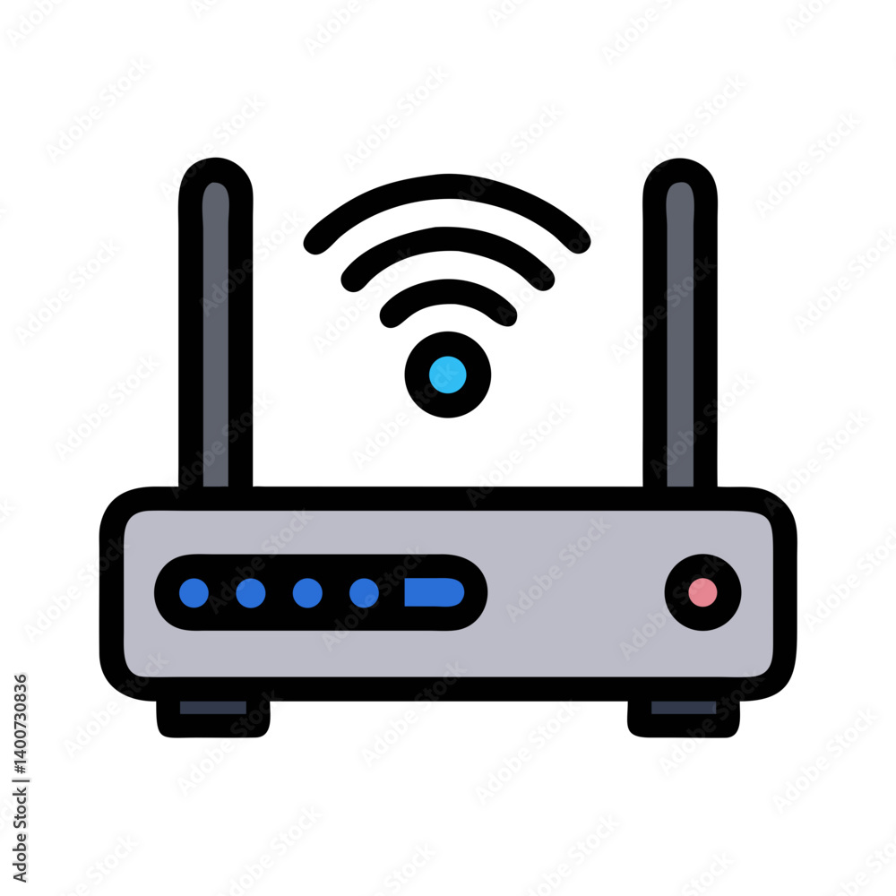 Wireless Router Device Icon Representing Internet Connectivity and Network Signal Wireless Router Device Icon Representing Internet Connectivity and Network Signal