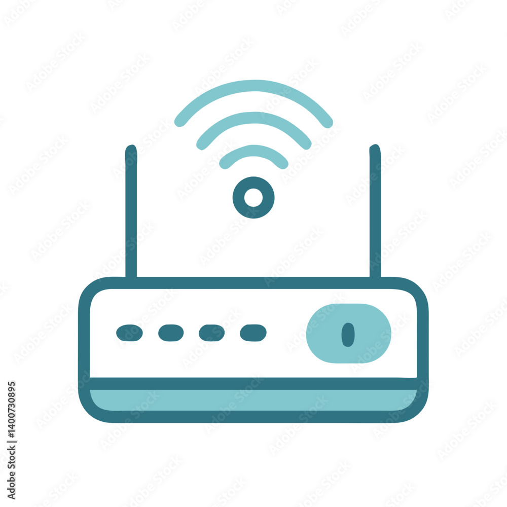 Wireless Router Device Icon Representing Internet Connectivity and Network Signal Wireless Router Device Icon Representing Internet Connectivity and Network Signal