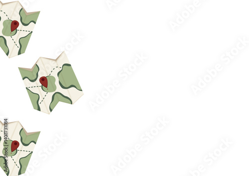 poster with hiking map icon for travel, vacation or camping with red label