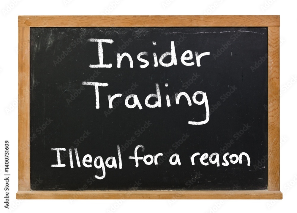 Insider trading written in white chalk on a black chalkboard Insider trading written in white chalk on a black chalkboard