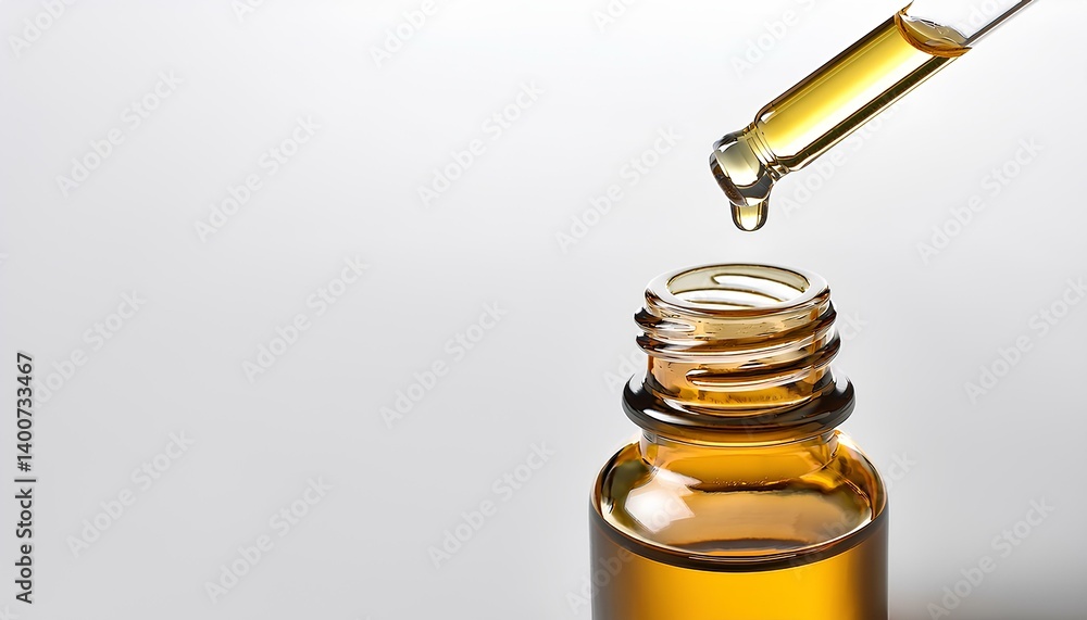 Essential oils drip from the pipette into the bottle on white background. copy space image. Essential oils drip from the pipette into the bottle on white background. copy space image.