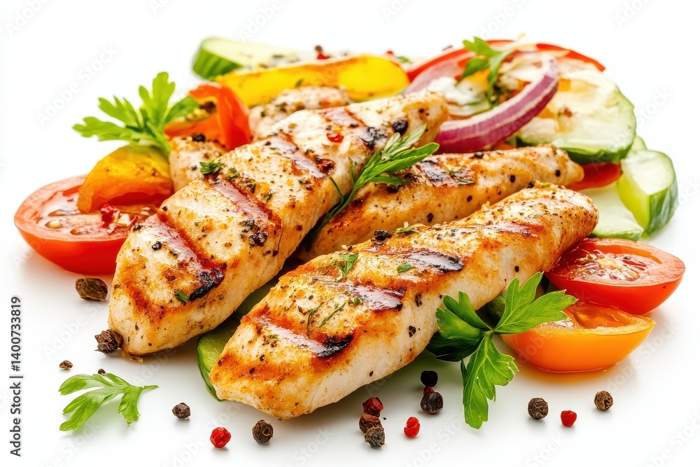 Grilled chicken breast with colorful vegetables Grilled chicken breast with colorful vegetables