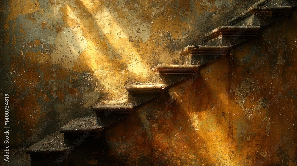Obraz premium Sunbeams on antique stairs