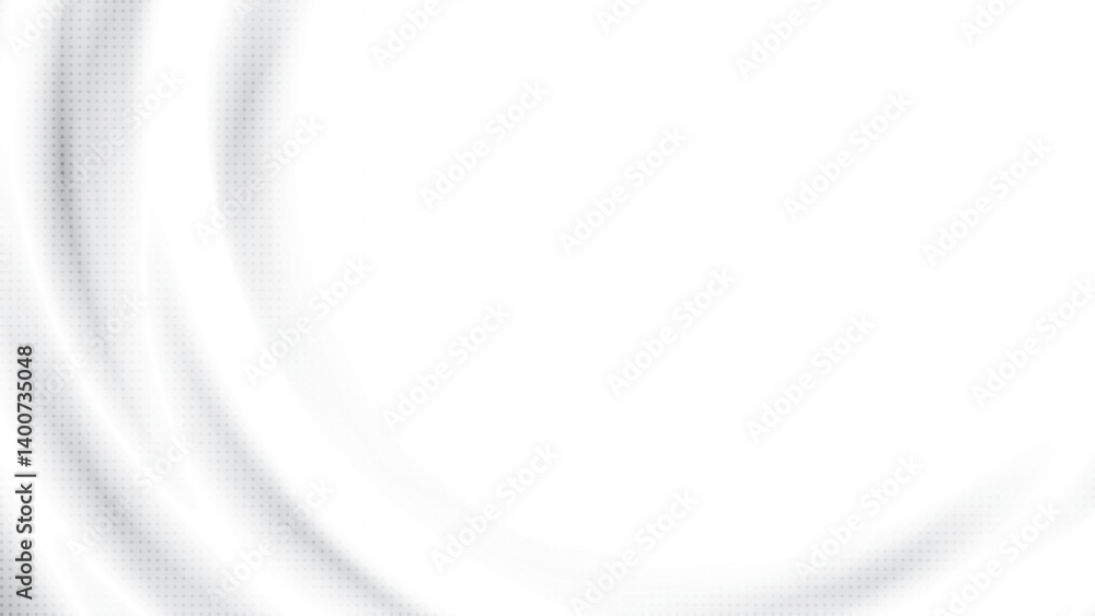 Obraz premium Abstract white and gray gradient background with curve lines and dot pattern, halftone effect. Vector illustration.