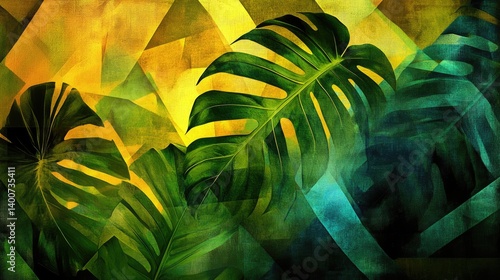 Abstract digital illustration featuring overlapping geometric shapes