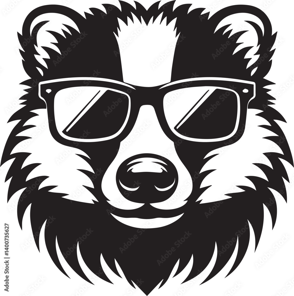 badger head clipart Silhouette, badger head illustration, badger head with sunglass silhouette vector isolated on white background badger head clipart Silhouette, badger head illustration, badger head with sunglass silhouette vector isolated on white background