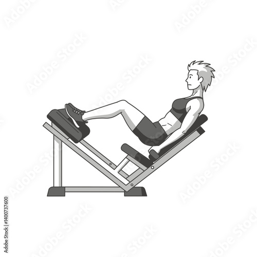 Leg Press Exercise: A determined individual performs a leg press exercise, showcasing physical fitness and the pursuit of personal wellness in a studio setting.