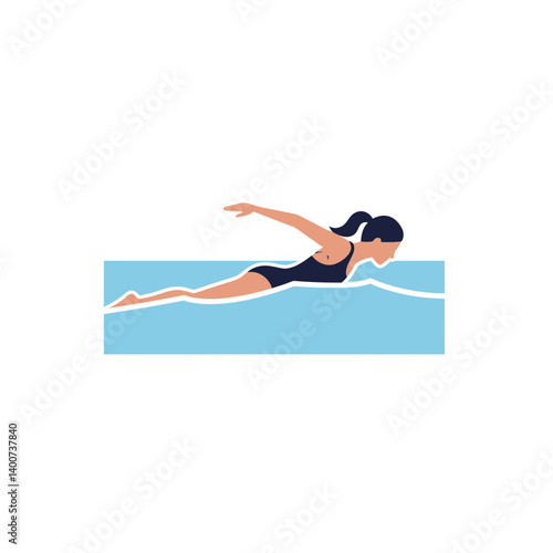 Dynamic Swimmer in Action: A streamlined swimmer cuts through the water with powerful strokes, embodying grace, strength, and athletic prowess in a vibrant aquatic scene.