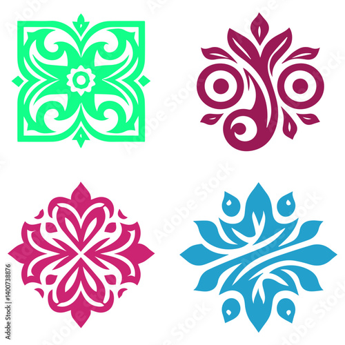 Tableau sur toile Cherished floral mandala inspired by vibrant abstract details and artistic preci