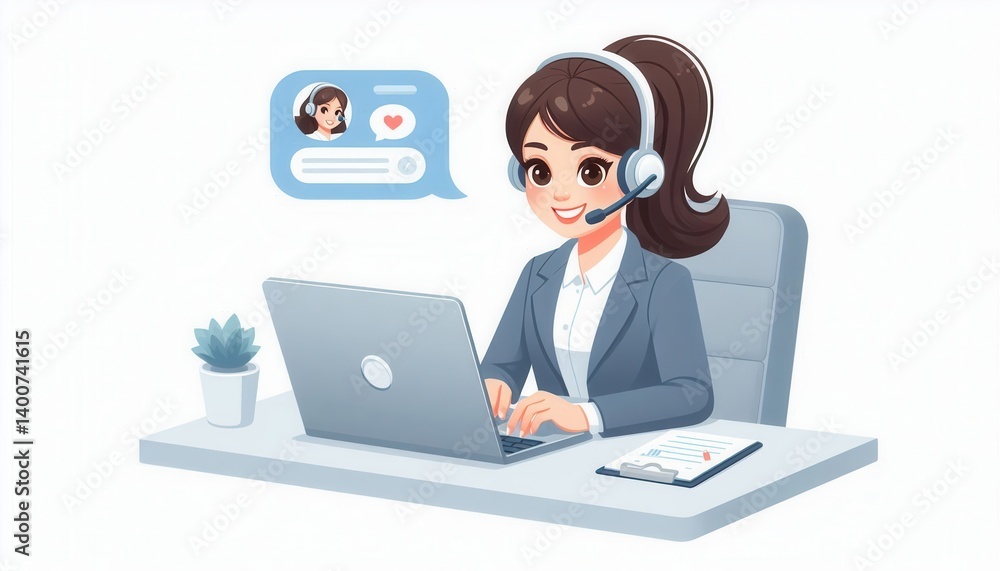 Customer support agent assisting clients remotely at home office digital environment friendly Customer support agent assisting clients remotely at home office digital environment friendly
