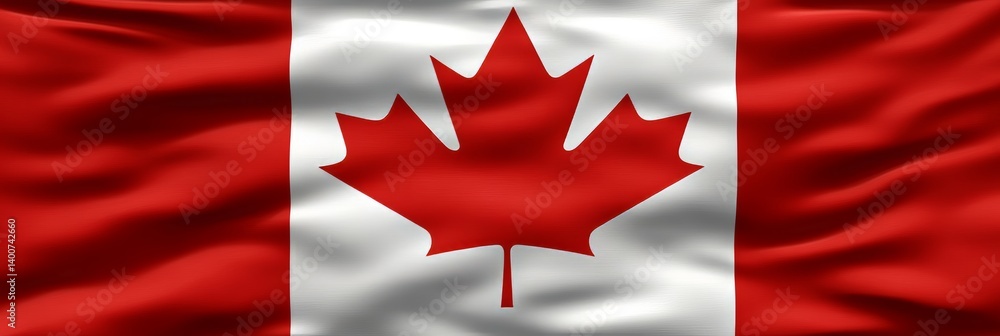 Canadian Flag, Red and White Colors Illustration. National Symbol of Canada. Background Banner