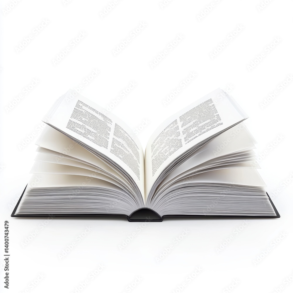 Open Book with Fanned Pages on White Background Open Book with Fanned Pages on White Background