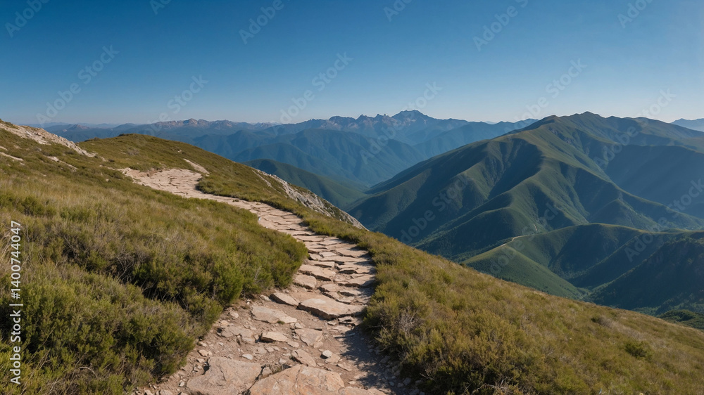 Mountain Trail Leading to Distant Peaks Mountain Trail Leading to Distant Peaks