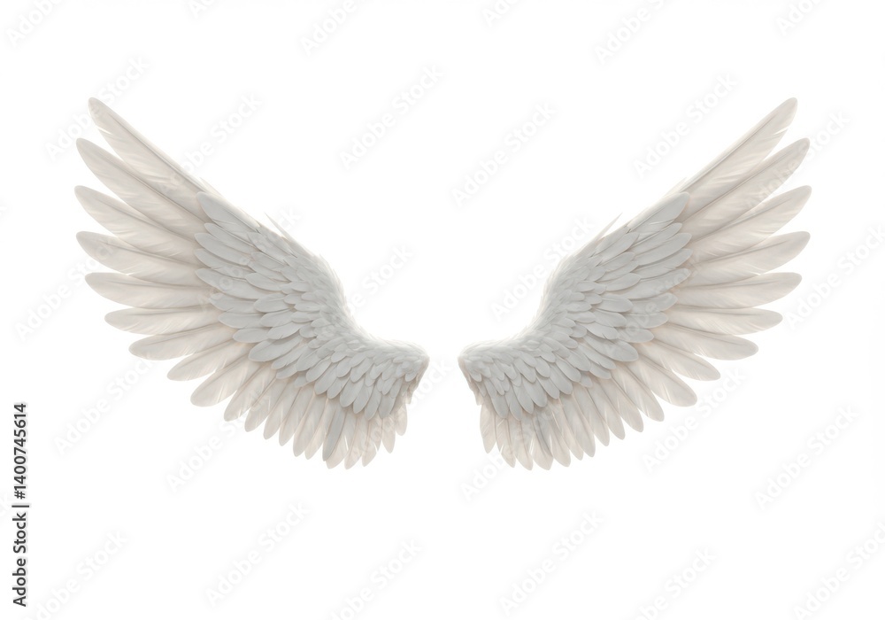 Two feathered wings isolated on white background Two feathered wings isolated on white background