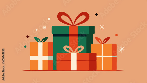 Gift Wrapping An illustration of wrapped secondhand gifts with retrostyle wrapping paper showcasing creativity and sustainability during the holiday season.
