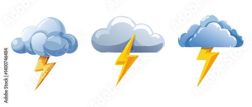 Obraz na płótnie set thunderstorm weather forecast vector icons w salonie