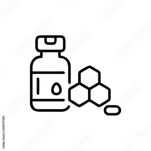Propolis Extract Bottle With Honeycomb Outline For Natural Health And Immunity Support Icon
