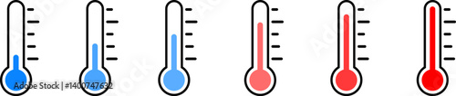 Thermometer icon set. weather icons. Temperature symbol. Cold and hot icon sign. thermometer showing the temperature. Weather Sign. Temperature Scale Symbol. Warm cold Symbol