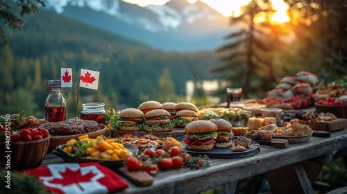 Naklejka Canada Day Picnic Food Scene