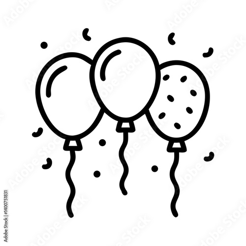Balloons with Decorative Confetti Icon Design
