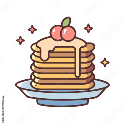 Stacked Pancakes with Sparkle Detail Icon Design