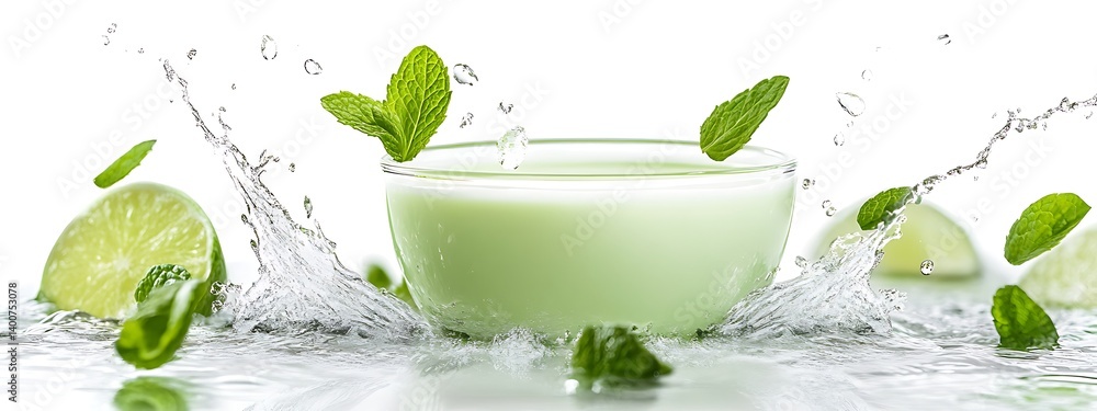 Refreshing Green Drink with Lime and Mint Refreshing Green Drink with Lime and Mint