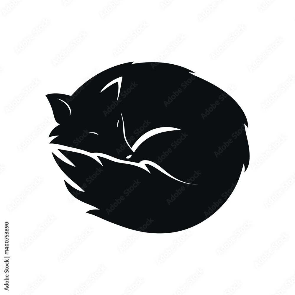 Curled Up Sleeping Fox Silhouette Vector Illustration Design Element For Logos And Creative Projects Curled Up Sleeping Fox Silhouette Vector Illustration Design Element For Logos And Creative Projects