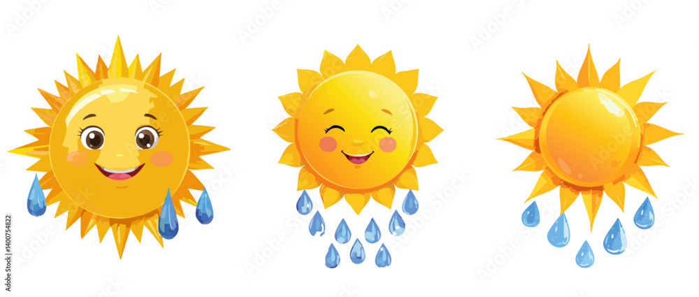 smile funny sun set vector art icon design