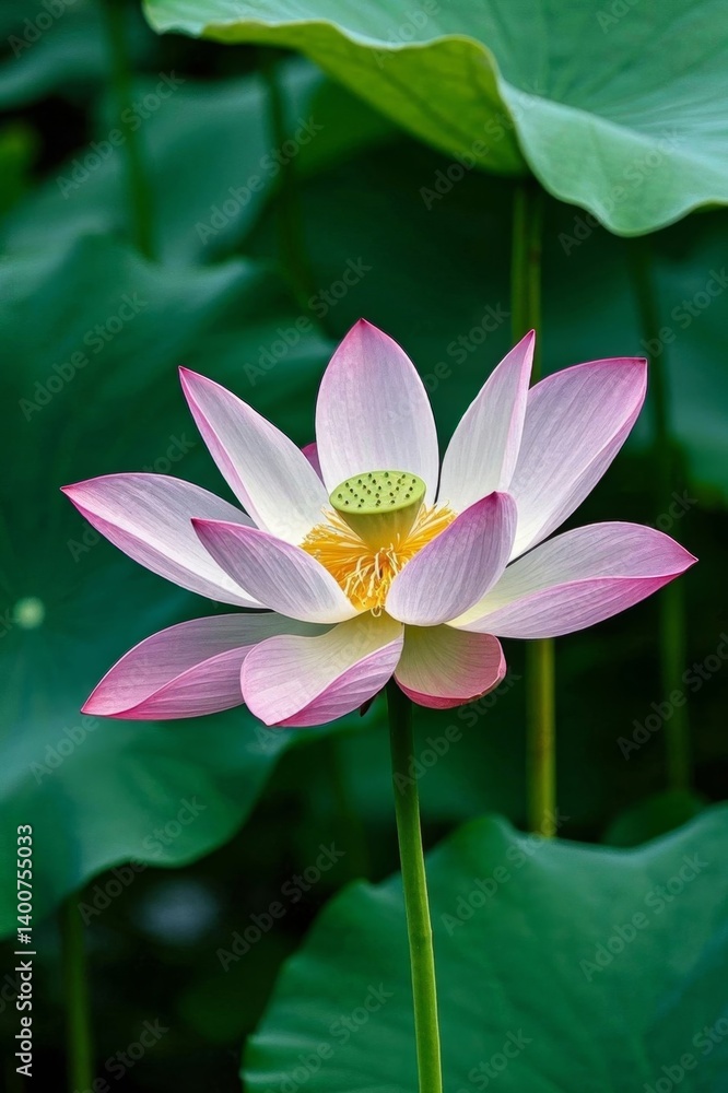 arafed pink flower with yellow center surrounded by green leaves arafed pink flower with yellow center surrounded by green leaves