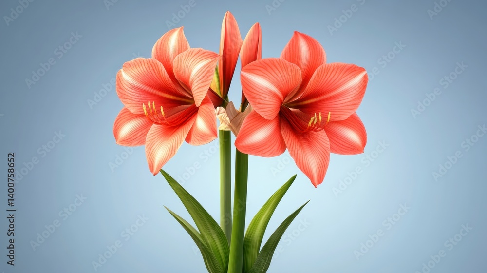 Salmon Pink Amaryllis Flowers Close up Studio Shot Salmon Pink Amaryllis Flowers Close up Studio Shot