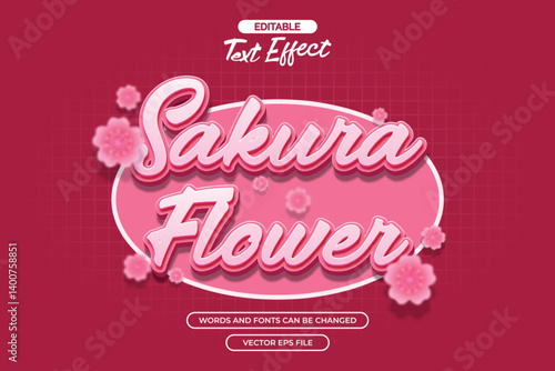 Sakura flower editable text effect with 3d effect and sakura decortion