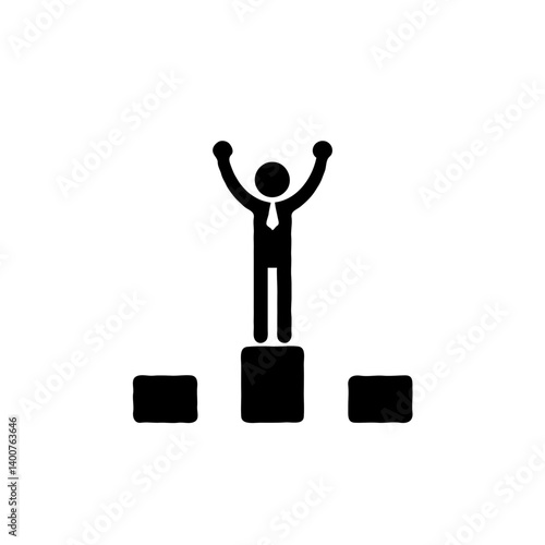 Silhouette vector of a human figure winner on podium