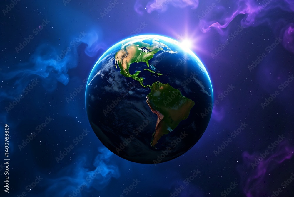 Fototapeta premium VibrantEarthinCosmicSpace