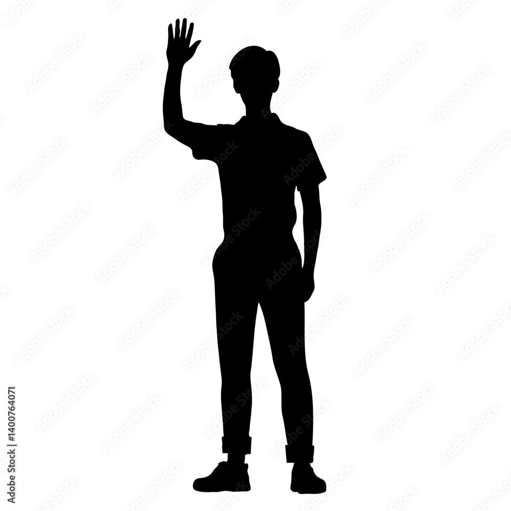 Silhouette vector of a man saying hi Silhouette vector of a man saying hi
