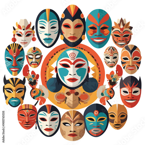 Traditional masks from different countries reflecting cultural diversity