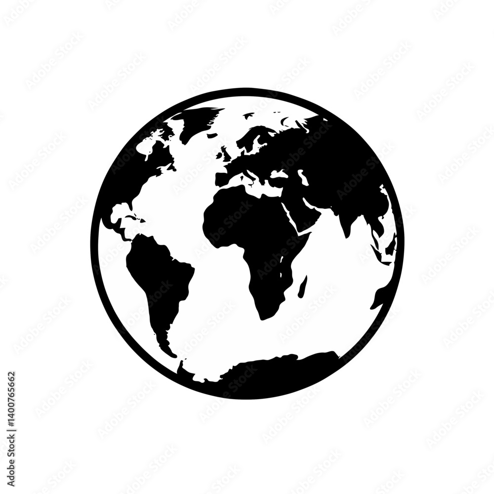 Fototapeta premium Vector earth globe black planet icon