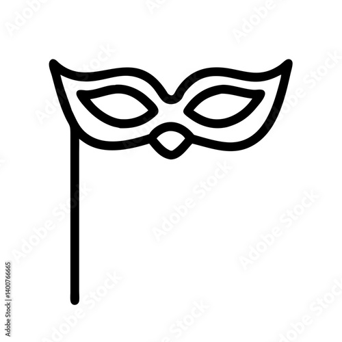 Decorative Masquerade Mask on Stick Icon Design