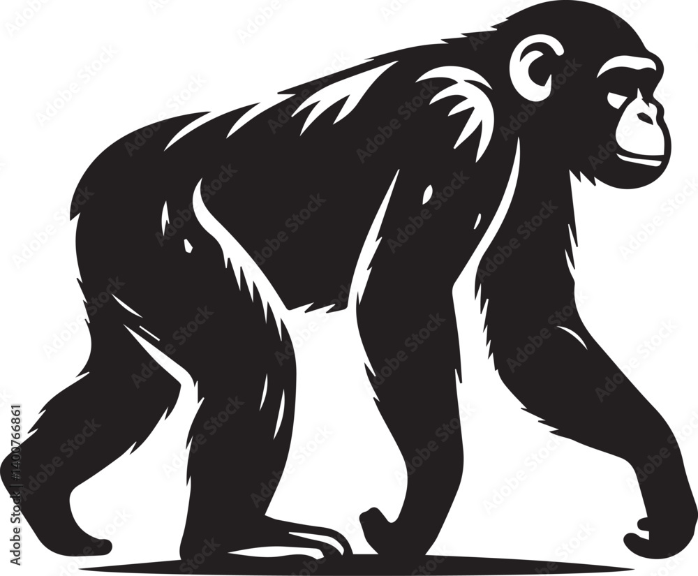 Fototapeta premium Monkey Clipart Silhouette, monkey illustration, monkey silhouette vector isolated on white background