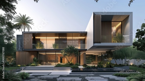 Obraz na płótnie Modern Contemporary House Design With Sleek Architecture w salonie