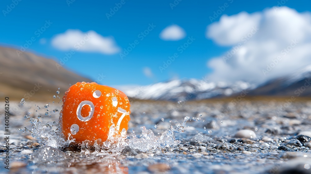 Obraz premium Orange die splashing in mountain river